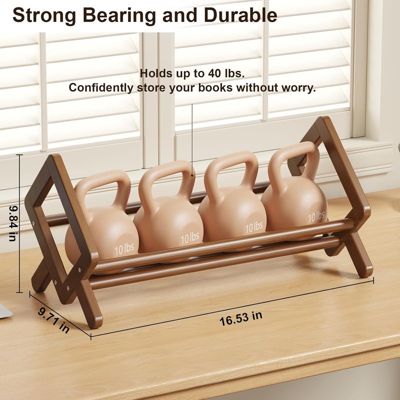 Aofure Premium Desktop Bookshelf, Bamboo Desk Bookshelf, Retro Brown Book Rack Shelf Organizer, Stable Bookshelves Storage, Tabletop Large Magazine Holder Racks for Magazines, Books, Files - Image 2